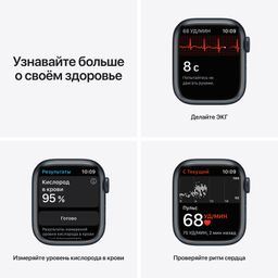 Apple Watch Series 7 GPS 41mm (корпус - темная ночь, спортивный ремешок цвета тёмная ночь, IP67/WR50)— фото №4