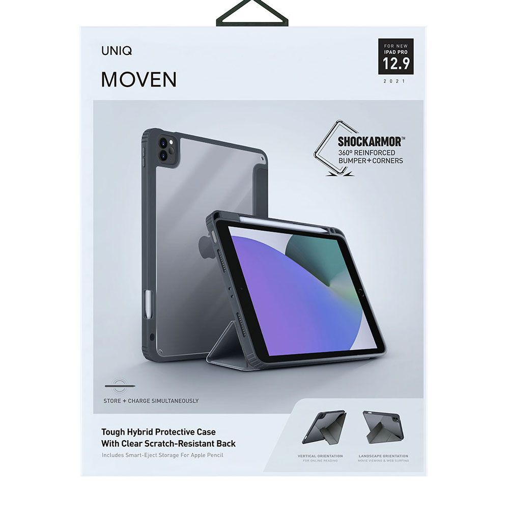 Чехол-книжка Uniq Moven для iPad Pro 12.9″ (5-го поколения), полиуретан, серый— фото №5