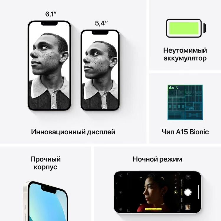 Apple iPhone 13 nano SIM+nano SIM 256GB, сияющая звезда— фото №6