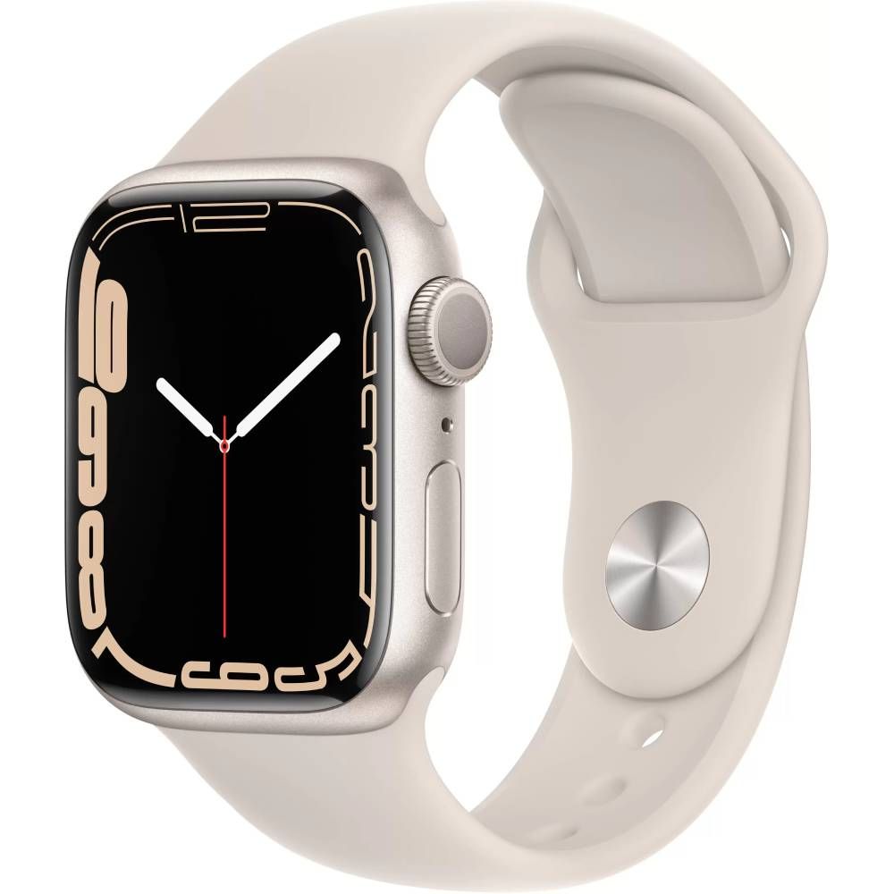 Apple Watch Series 7 GPS 45mm (корпус - сияющая звезда, спортивный ремешок цвета сияющая звезда, IP67/WR50)— фото №0