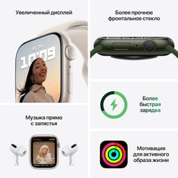 Apple Watch Series 7 GPS 41mm (корпус - сияющая звезда, спортивный ремешок цвета сияющая звезда, IP67/WR50)— фото №7