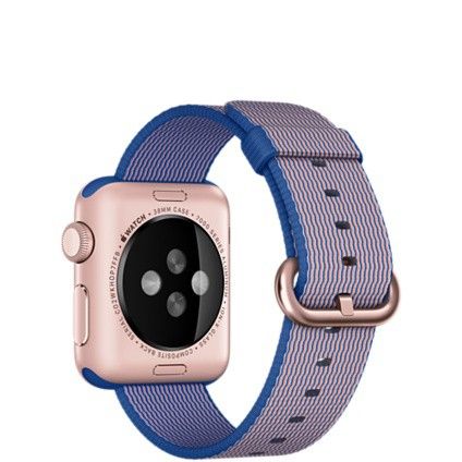 Apple Watch Sport (MMF42) - 38 мм, алюминий «розовое золото», ремешок из плетёного нейлона цвета «кобальт»— фото №3