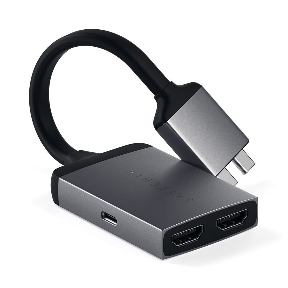 Адаптер мультипортовый Satechi Type-C Dual HDMI Adapter 3 в 1, серый космос— фото №0