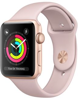 Apple Watch Series 3 (MQL22RU/A) - 42 мм, золотистый алюминий, спортивный ремешок цвета &quot;розовый песок&quot;— фото №0