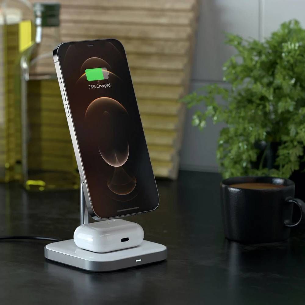 Зарядное устройство беспроводное Satechi Magnetic 2 в 1 Charging Stand, серый космос— фото №5