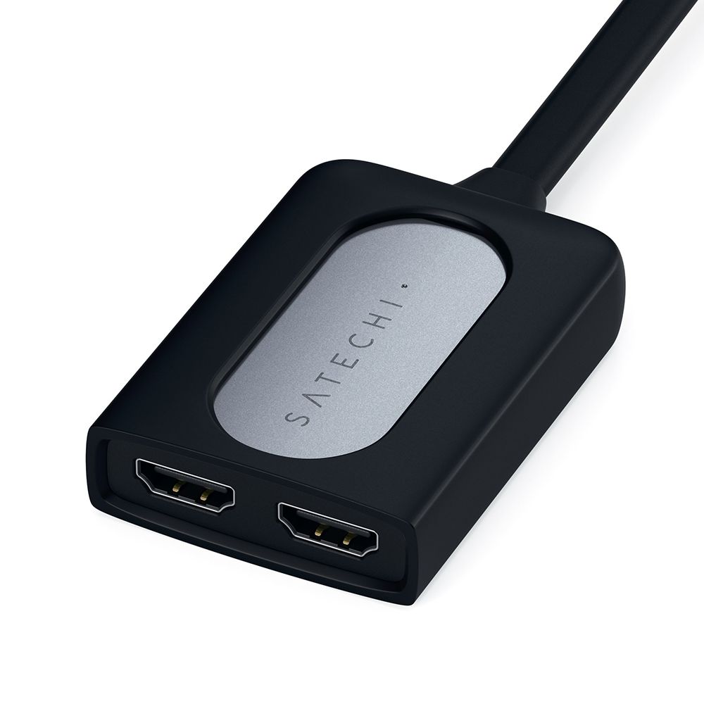 Адаптер мультипортовый Satechi Type-C Dual HDMI Adapter 3 в 1, серый космос— фото №2