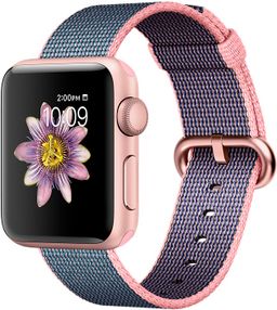 Apple Watch Series 2 (MNP02RU/A) - 38 мм, алюминий «розовое золото», ремешок из плетёного нейлона цвета «светло‑розовый/тёмно‑синий»— фото №0