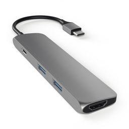 Адаптер мультипортовый Satechi Slim Multiport Adapter 4K 4 в 1, серый космос— фото №0