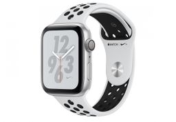 Apple Watch Nike+ Series 4 GPS (MU6K2RU/A) - 44 мм, серебристый алюминий, спортивный ремешок Nike цвета «чистая платина/черный»— фото №0