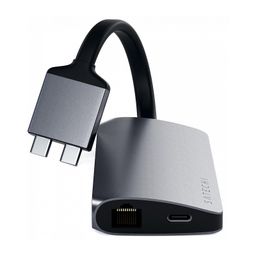 Адаптер мультипортовый Satechi Type-C Dual Multimedia Adapter 8 в 1, серый космос— фото №1