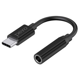 Переходник PERO AD09 USB-C / jack 3.5mm, черный— фото №0