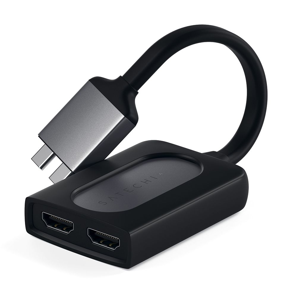 Адаптер мультипортовый Satechi Type-C Dual HDMI Adapter 3 в 1, серый космос— фото №1