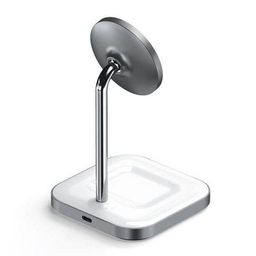 Зарядное устройство беспроводное Satechi Magnetic 2 в 1 Charging Stand, серый космос— фото №1