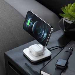 Зарядное устройство беспроводное Satechi Magnetic 2 в 1 Charging Stand, серый космос— фото №6