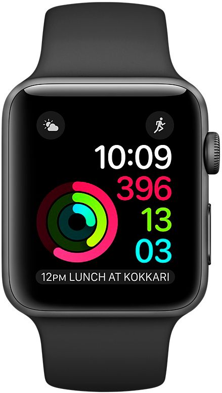 Apple Watch Series 1 (MP032RU/A) - 42 мм, алюминий «серый космос», черный спортивный ремешок— фото №1