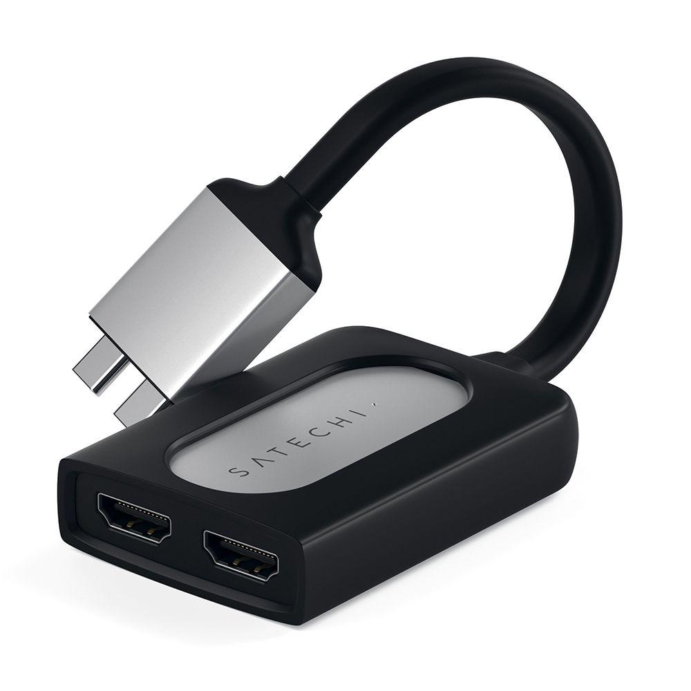 Адаптер мультипортовый Satechi Type-C Dual HDMI Adapter 3 в 1, серебристый— фото №1