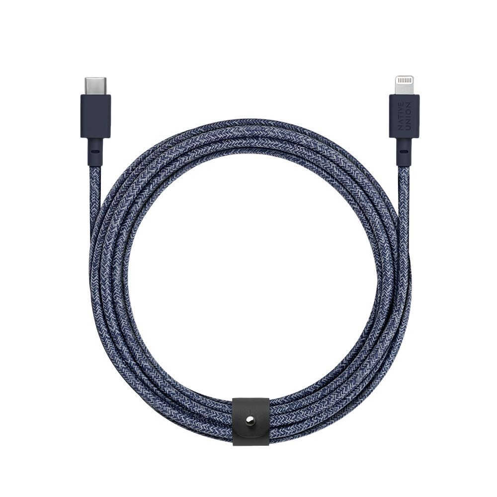 Кабель Native Union Belt Cable USB-C / Lightning, 3м, синий— фото №0