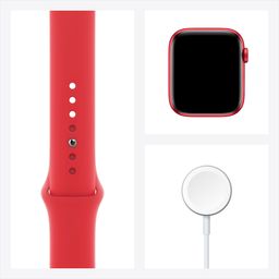 Apple Watch Series 6 GPS, 44 mm, алюминий красный, спортивный ремешок красного цвета— фото №6