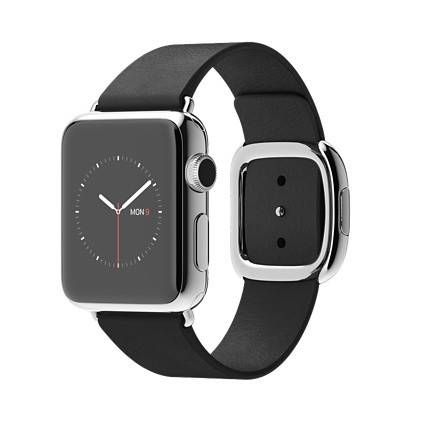 Apple Watch (MJYK2) - 38 мм, нержавеющая сталь, чёрный ремешок с современной пряжкой— фото №0