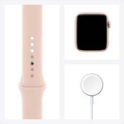 Apple Watch Series 6 GPS, 44 mm, алюминий золотистый, спортивный ремешок цвета «розовый песок»— фото №6