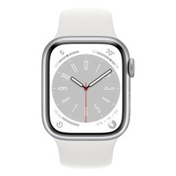 Apple Watch Series 8 GPS 45mm (корпус - серебристый, спортивный ремешок белого цвета, IP6X)— фото №1