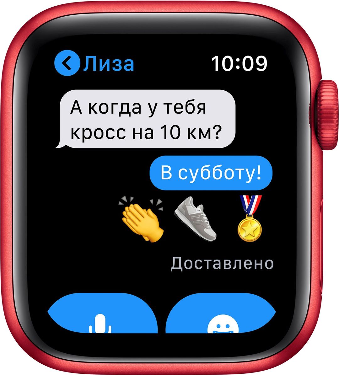 Apple Watch Series 6 GPS, 40mm, алюминий красный, спортивный ремешок красного цвета— фото №4