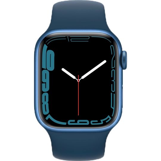 Apple Watch Series 7 GPS 45mm (корпус - синий, спортивный ремешок цвета синий омут, IP67/WR50)— фото №1