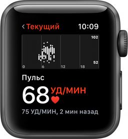 Apple Watch Nike+ Series 3, 42 мм, алюминий цвета «серый космос», спортивный ремешок Nike цвета «антрацитовый/чёрный»— фото №4