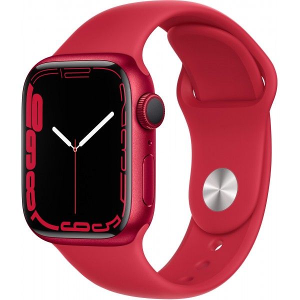 Apple Watch Series 7 GPS 45mm (корпус - красный, спортивный ремешок красного цвета, IP67/WR50)— фото №0