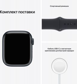 Apple Watch Series 7 GPS 41mm (корпус - темная ночь, спортивный ремешок цвета тёмная ночь, IP67/WR50)— фото №8