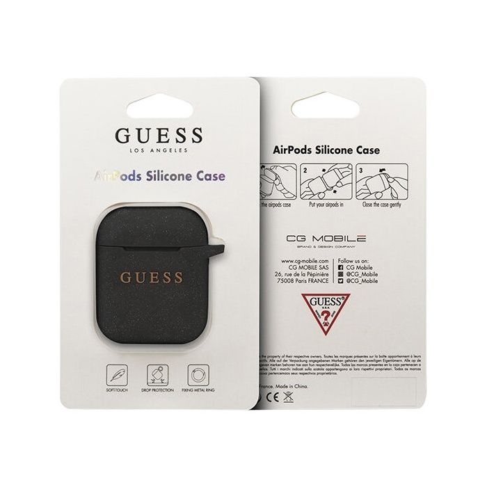 Чехол GUESS с кольцом для AirPods, чёрный— фото №1