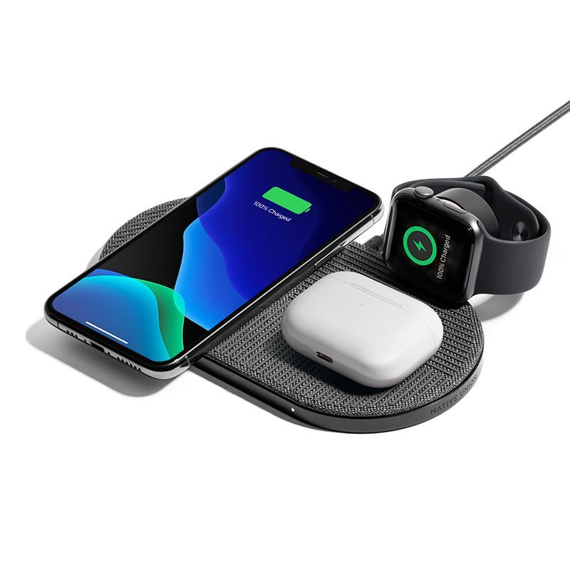 Зарядное устройство беспроводное Native Union Drop XL Dual Wireless Charger Watch Edition, серый— фото №3